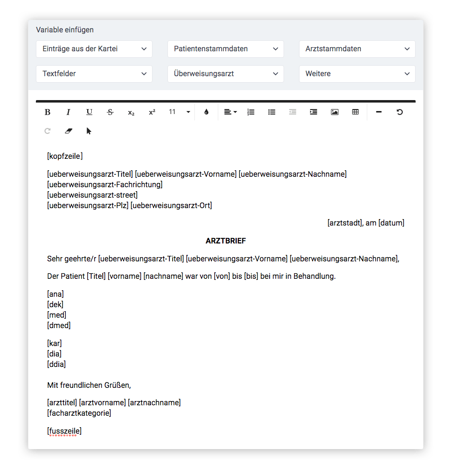 Arztbriefvorlagen erstellen